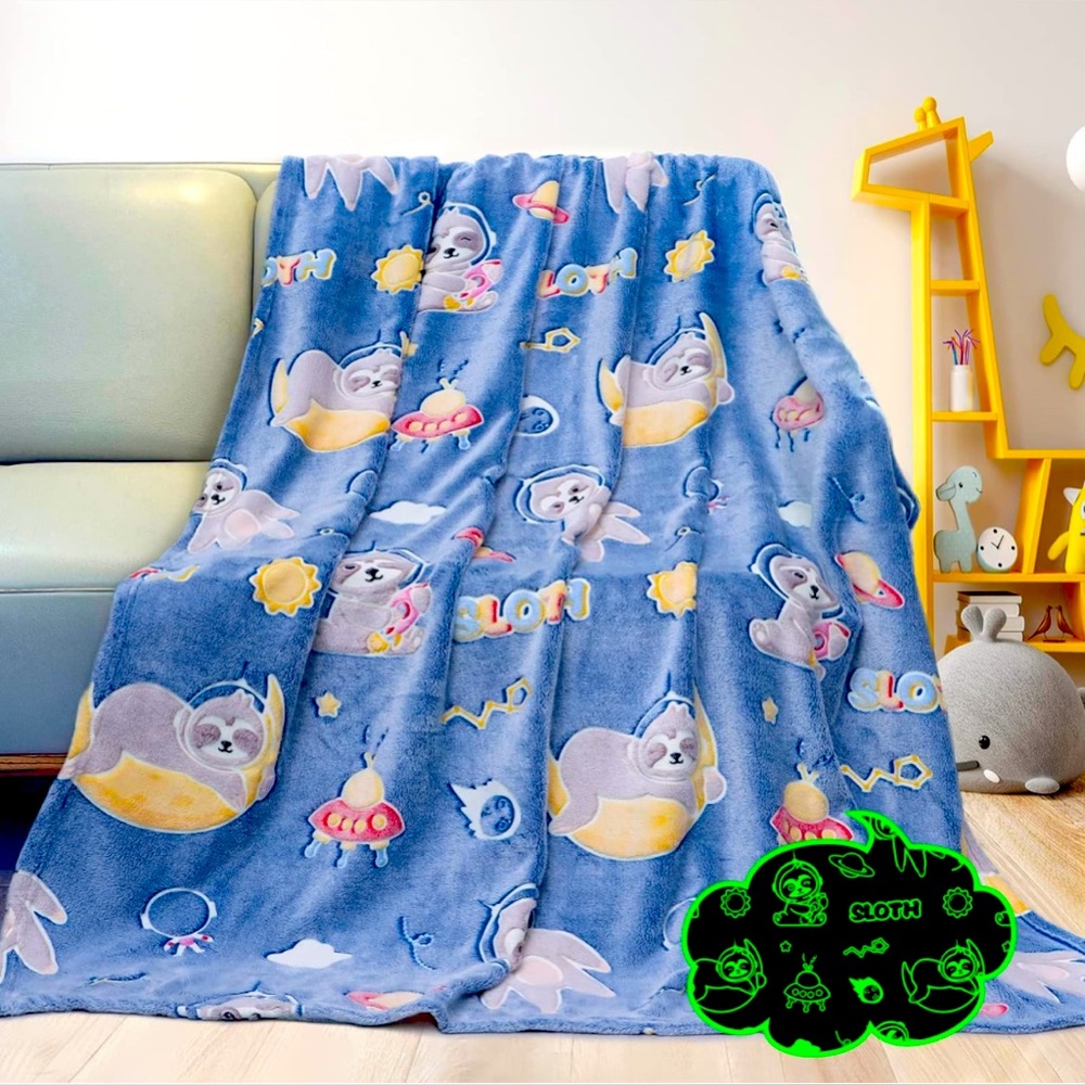 New Space Sloth Soft Glow in The Dark Throw Blanket